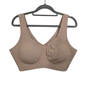 Honeylove V-Neck Wire Free Bra Beige Tan Pullover Comfort Size XL